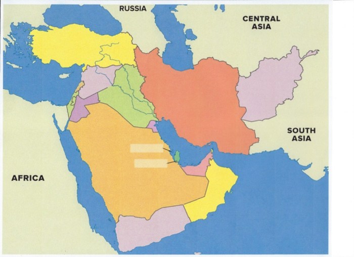 Southwest and central asia physical map